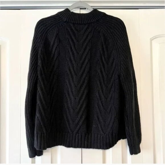 NWT J. Crew Cable Knit Mockneck Sweater in Black - Picture 3 of 5
